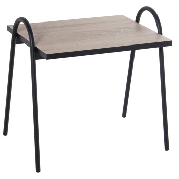 Set 3 Tables D´appoint-bois Couleur Chêne+pieds Metal Noir- _38x48x41cm Cada Mesa