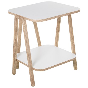 Side Table White Wood/oak Coloured Legs- _50x50x60cm Balda:38x38x1,8cm