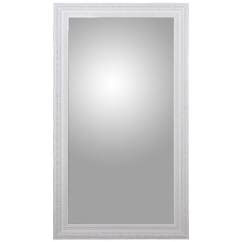 Specchio Da Parete In Legno Di Eucalipto - Bianco Decapato- 90x4x160cm, Int:70x140cm