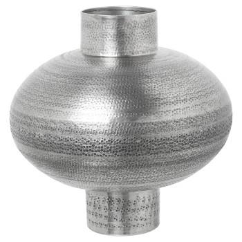 Jarrón Aluminio Tallado Plata Envejecida Ø33x33cm