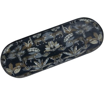 Tabuleiro Metal Esmaltado Leopardos_41x15x1cm