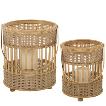 Set 2 Bamboo Lanterns- _ø27x32cm+ø20x27cm