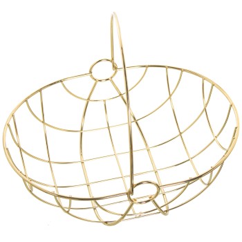 Golden Metal Fruit Bowl With Handle- 29x22x12/24,5cm
