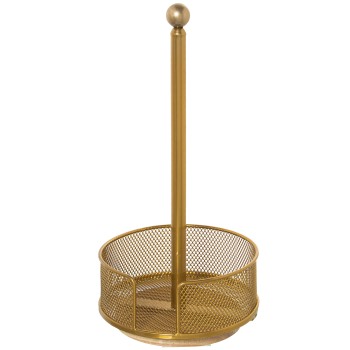 Golden Metal Grid Kitchen Roll Holder- Ø18x36cm, Base Giratoria