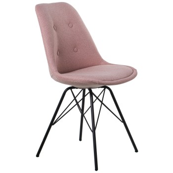 Sedia In Poliestere Rosa Gambe In Metallo Nero_48x55x85cm Alt. Seduta:50cm