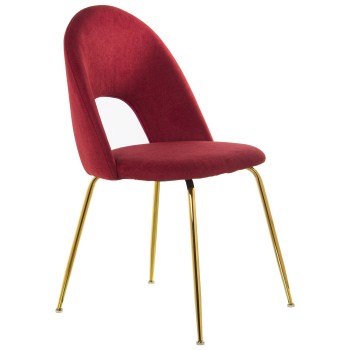 Sedia In Velluto Rosso +91158, Gambe In Metallo Dorato 50x51x86cm, Alt. Seduta:47cm