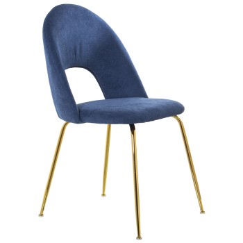 Silla Chenilla Azul+91159 Patas Metal Dorado 50x51x86cm, Alt.asiento:47cm