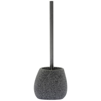 Grey Stone Resin Toilet Brush And Holder- _12,5x11,5x36,5cm