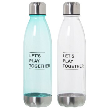 Transparent And Light Blue Assorted Ps Bottles 650ml With Steel Cap Ø7x25,5cm, Incluye Dis