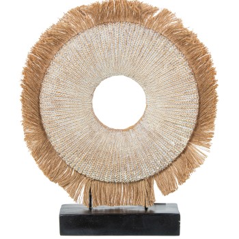 23425-table Decoration Golden Resin Ring W/fringes 37x8x41cm