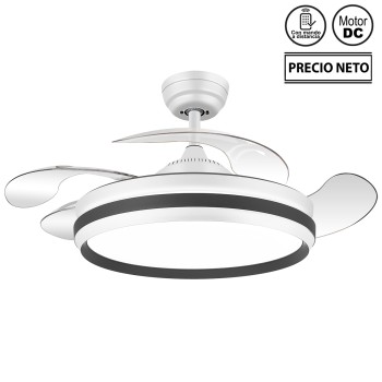 Ventoinha De Teto Com Luz Serene, 4 Lâminas Retrácteis_ø107x34-49cm Lâmpada:ø50cm