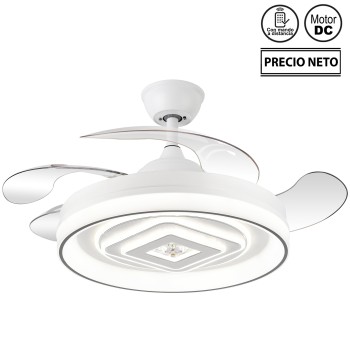 Ventoinha De Teto Com Luz Enchanted, 4 Lâminas Retrácteis_ø107x34-49cm Lâmpada:ø50cm