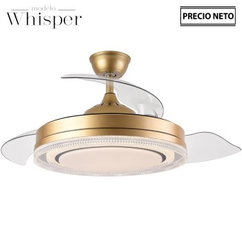Ceiling Fan With Light Whisper, 3 Folding Blades_ø107x33-48cm Lamp:ø50cm