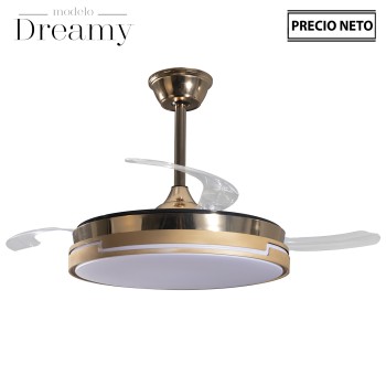 Ventoinha De Teto Com Luz Dreamy, 3 Lâminas Retrácteis_ø106x36-53cm Lâmpada:ø45cm