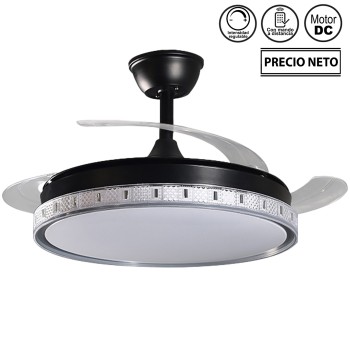 Ventoinha De Teto Com Luz Blissful, 3 Lâminas Retrácteis_ø106x36-53cm Lâmpada:ø45cm