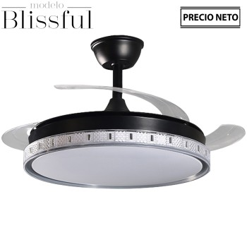 Ceiling Fan With Light Blissful, 3 Retractable Blades_ø106x36-53cm Lamp:ø45cm