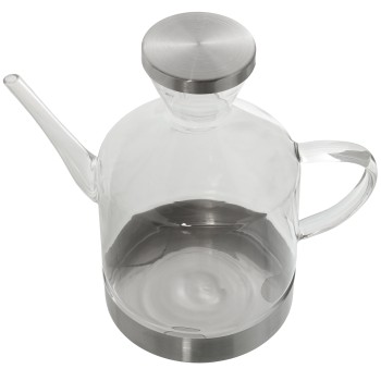Huilier Avec Anse En Verre. Base Et Couvercle En Acier - 1000ml- _19,5x11x19cm