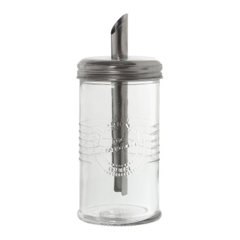Azucarero Cristal C/dosificador Metal Ø7,5x18cm-display:24x16x6cm
