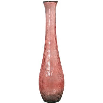 Vaso Rosa In Vetro Riciclato- _ø25x100cm Boca:ø15/ø8cm