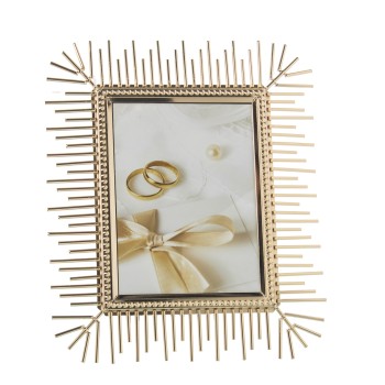 Portafotos 15x20cm Metal Dorado Ext:27x32x2cm,mat:hierro+cris