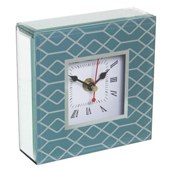 Reloj Sobremesa Cristal/madera Verde 14x4,5x14cm,1xaa No Inclu