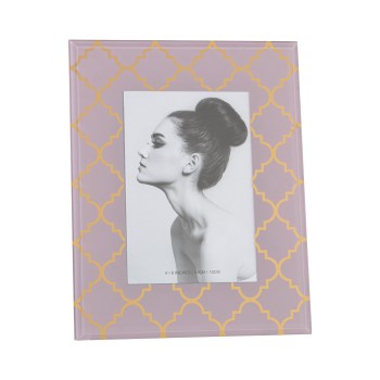 Pink And Golden Glass Photo Frame - 10x15cm- Ext:18x23x1cm