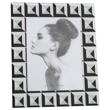 Cadre Photo En Verre Blanc Et Noir - 15x20cm- Ext:23x28x1cm