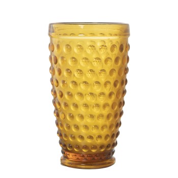 Bicchiere Alto In Vetro Giallo Senape Sfere 400ml Ø8,5x15cm, Lavabile In Lavastoviglie