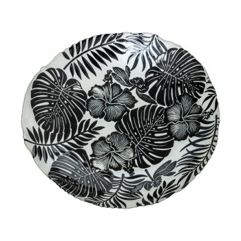 Centre De Table En Verre Feuilles, Blanc/noir Ø33x5,5cm