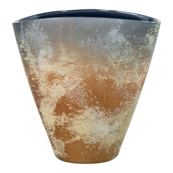 Jarrón Cristal 24cm Gris/cobre Opaco 24x14x24cm