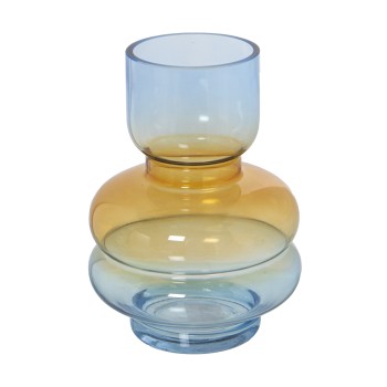 Vaso In Vetro Ambra E Azzurro_ø9x20cm