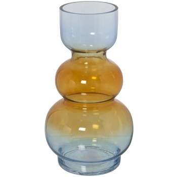 Vaso In Vetro Ambra/azzurro Ø9x25cm