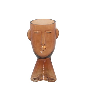 Vaso In Vetro Faccia Arancione 12x10x24cm