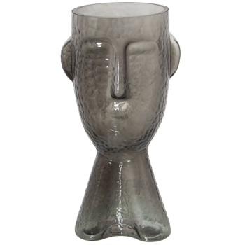 Vaso In Vetro Faccia Grigio_15x13x32cm