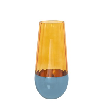 Vase En Verre - Orange Et Bleu- Ø12x25cm, Boca:ø8cm