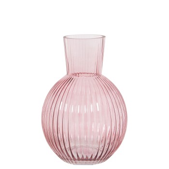 Jarrón Cristal Rosa Ø19x29cm,boca:ø10cm,base:ø10c