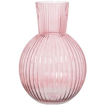Vaso De Vidro Rosa Ø24x36cm, Boca:ø12cm Base:ø12cm