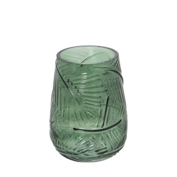 Jarrón Cristal Verde Ø13x18cm,boca:ø10cm-base:ø7cm