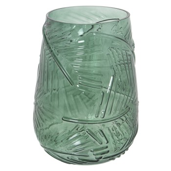 Jarrón Cristal Verde Ø18x25cm,boca:ø13,5-base:ø9cm
