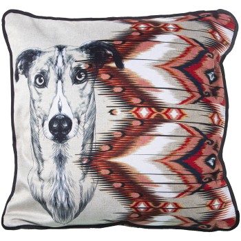 Velvet Pillow With Zip Ikat Galgo Venecia - 45x45cm- 45x45cm, 100% Poliéster
