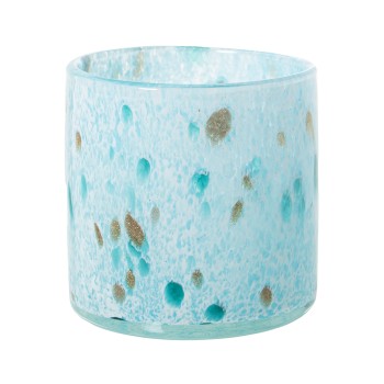 Mottled Light Blue Glass Candle Holders Ø10x10cm