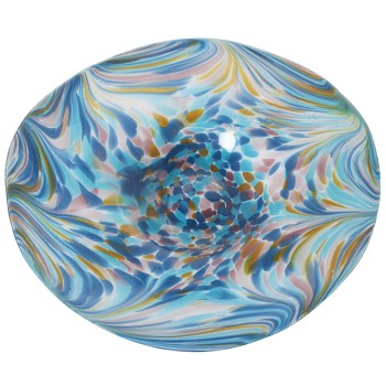 White And Blue Glass Centerpiece- Ø40x6,5cm