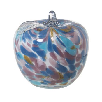 White And Blue Glass Apple Figurine- Ø13x13cm