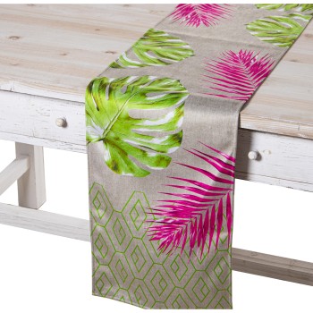 Velvet Table Runner Jungle Fluorescent Venecia - 180x30cm- 180x30cm, 100% Poliéster
