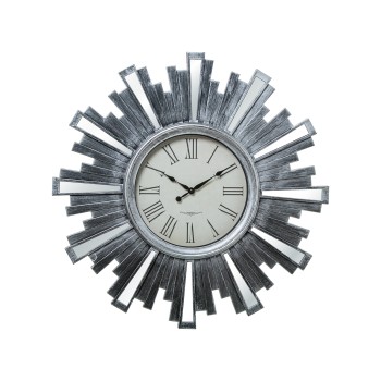 Silver Resin Wall Clock- _ø57,5x4,5cm-pila:1xaa(no Incl