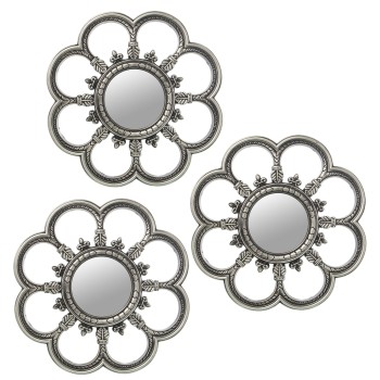 S/3 Silver Melamine W/mirror Wall Decorations_ø25cm R:ø9cm