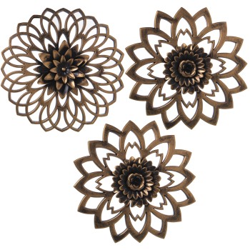 S/3 Décorations Murales En Mélamine Doré Vieilli Ø25cm