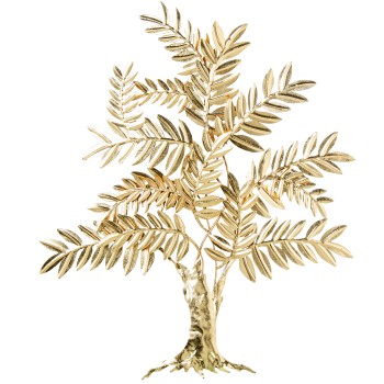 Adorno Pared Metal Árbol Dorado 74x90x6,5cm