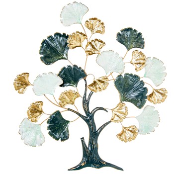Adorno Pared Metal Árbol Azul/blanco/dorado 80x89x7cm