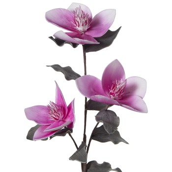 Branches With 3 Fuchsia Flowers - 87cm - Eva Rubber + Paper 87cm